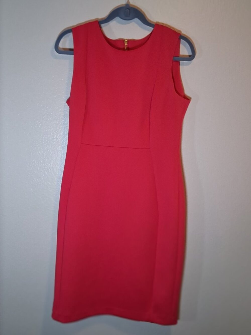 Calvin Klein Women's Coral /Red Sleeveless Sheath Dress Princess Seams